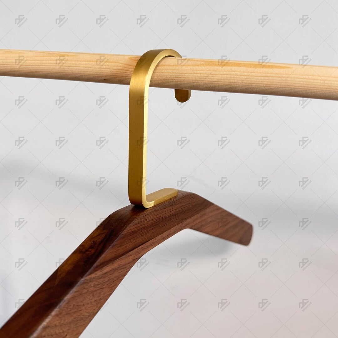 Personalized Walnut Wood Hanger – Engraved Brass Hook, Wedding Gift